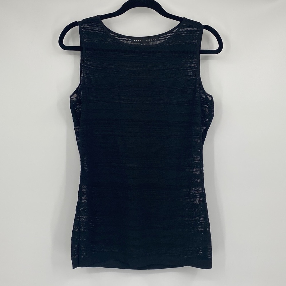 Yansi Fugel Black Crochet Sleeveless Top
